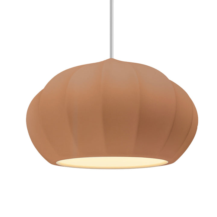 Justice Designs - CER-6605-ADOB-ABRS-WTCD - One Light Pendant - Radiance Collection - Antique Brass