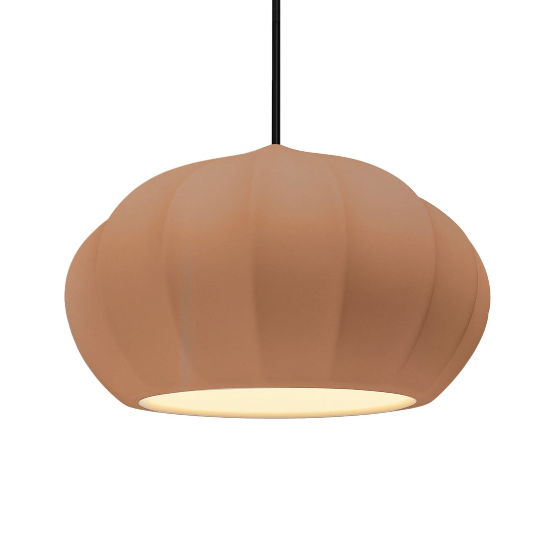 Justice Designs - CER-6605-ADOB-MBLK-BKCD - One Light Pendant - Radiance Collection - Matte Black
