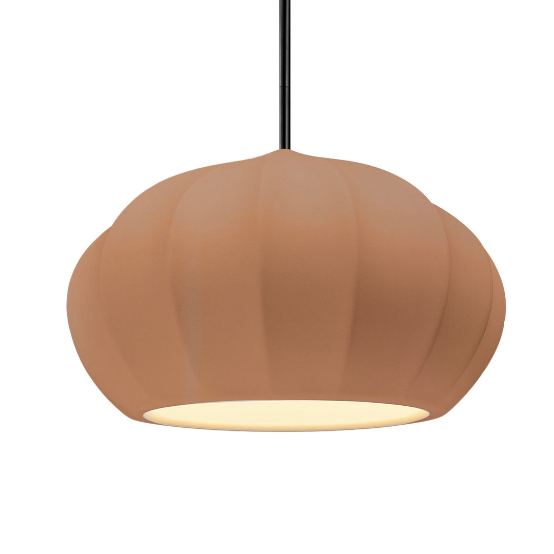 Justice Designs - CER-6605-ADOB-MBLK-RIGID - One Light Pendant - Radiance Collection - Matte Black