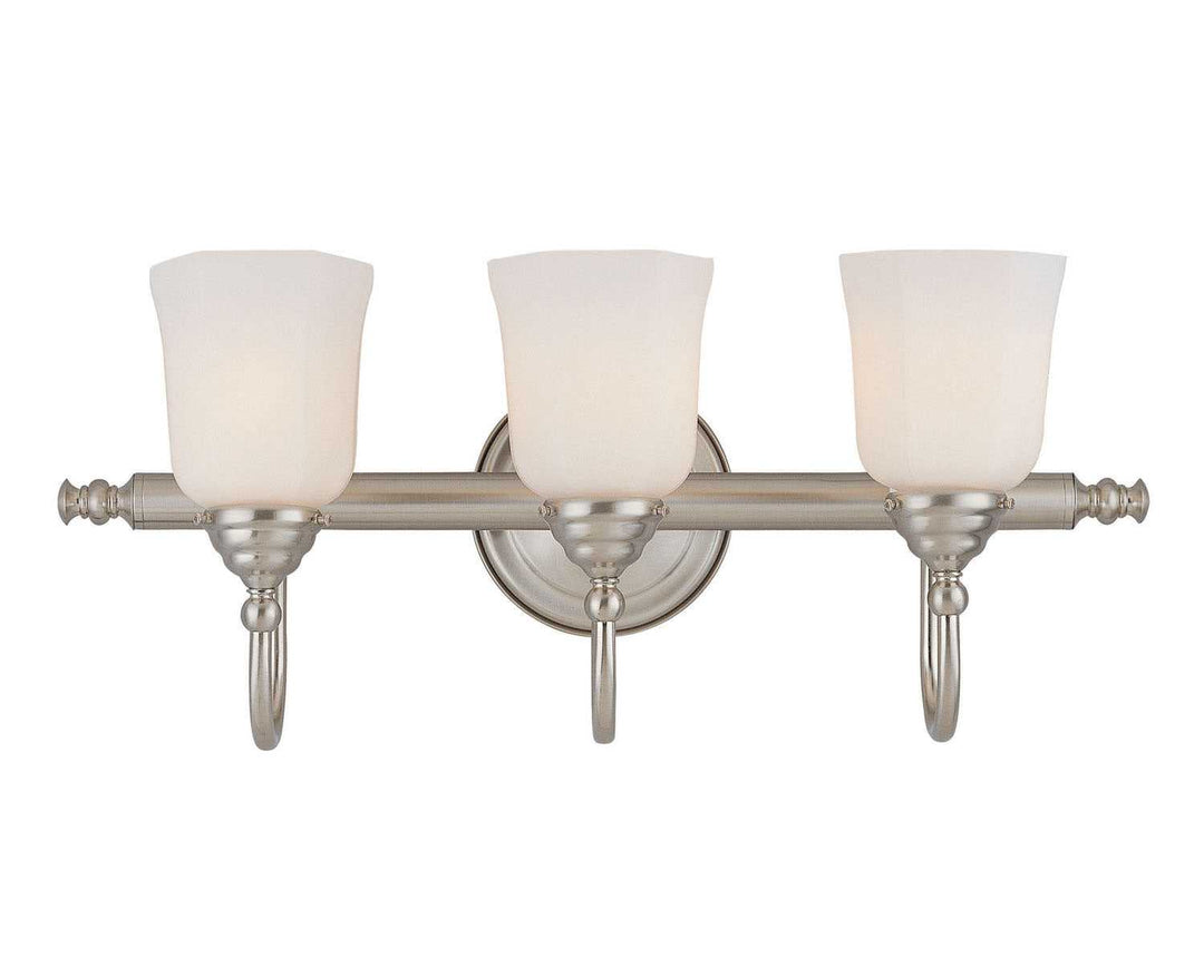 Brunswick Three Light Bath Bar in Satin Nickel Savoy House