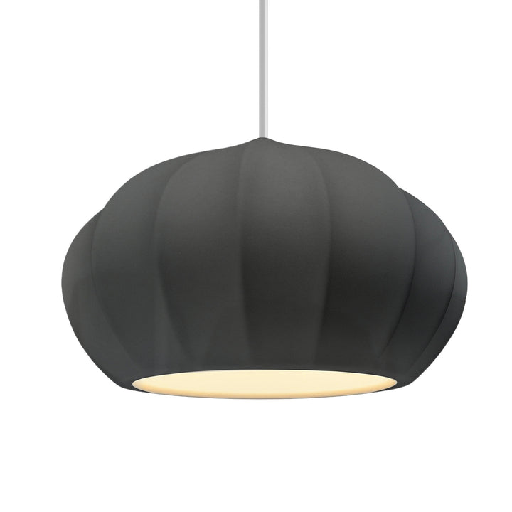 Justice Designs - CER-6605-GRY-MBLK-WTCD - One Light Pendant - Radiance Collection - Matte Black