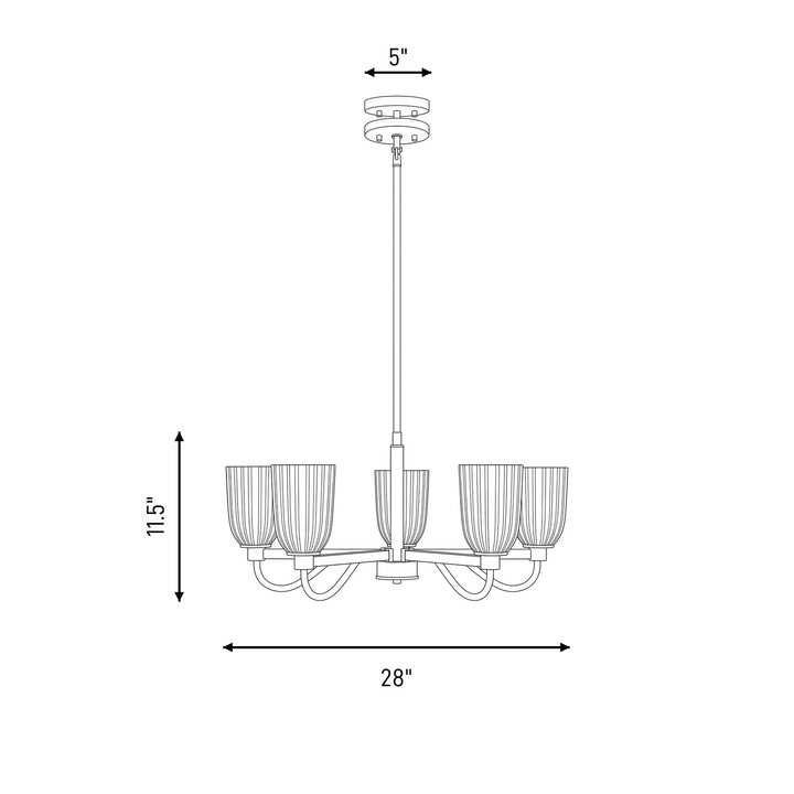 Savoy House - 1-1246-5-89 - Five Light Chandelier - Baldwin - Matte Black