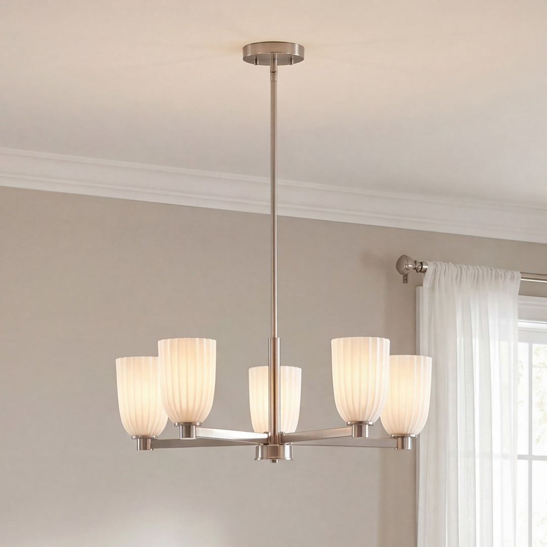 Savoy House - 1-1246-5-SN - Five Light Chandelier - Baldwin - Satin Nickel