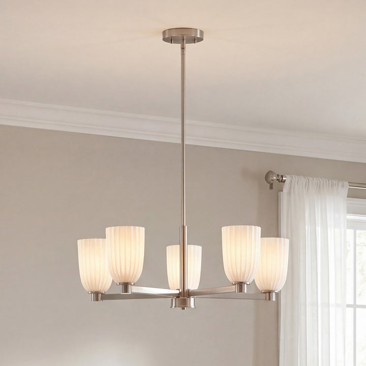 Savoy House - 1-1246-5-SN - Five Light Chandelier - Baldwin - Satin Nickel