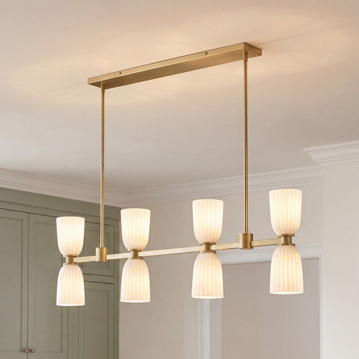 Savoy House - 1-1249-8-127 - Eight Light Linear Chandelier - Baldwin - Noble Brass