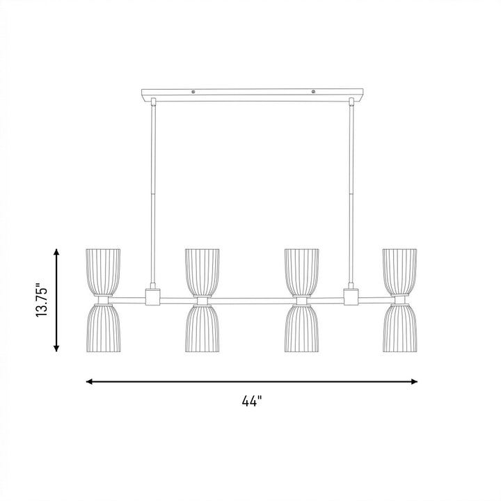 Savoy House - 1-1249-8-127 - Eight Light Linear Chandelier - Baldwin - Noble Brass