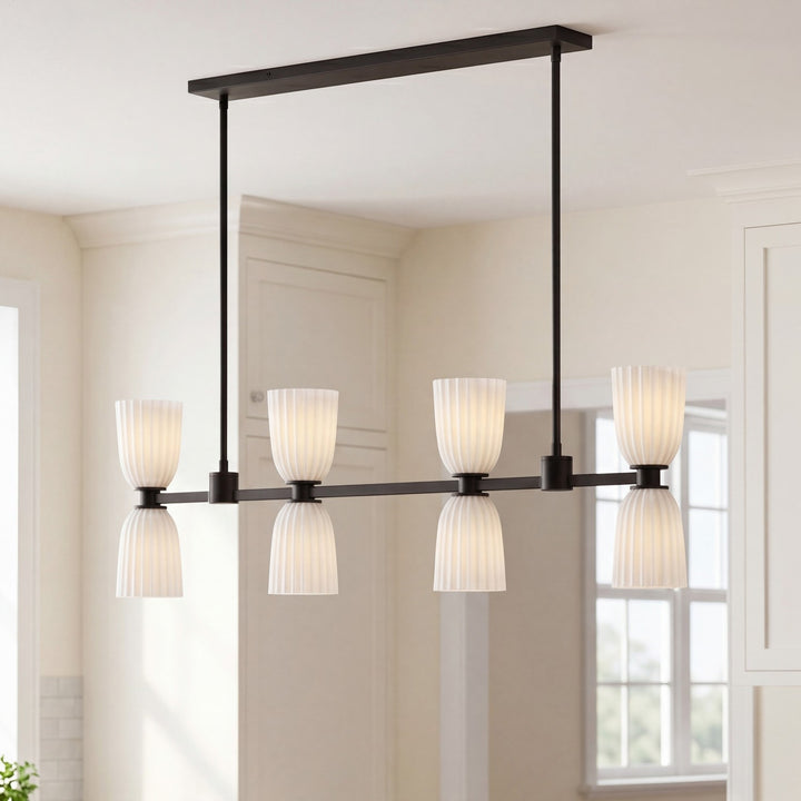 Savoy House - 1-1249-8-89 - Eight Light Linear Chandelier - Baldwin - Matte Black