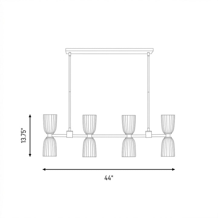 Savoy House - 1-1249-8-SN - Eight Light Linear Chandelier - Baldwin - Satin Nickel