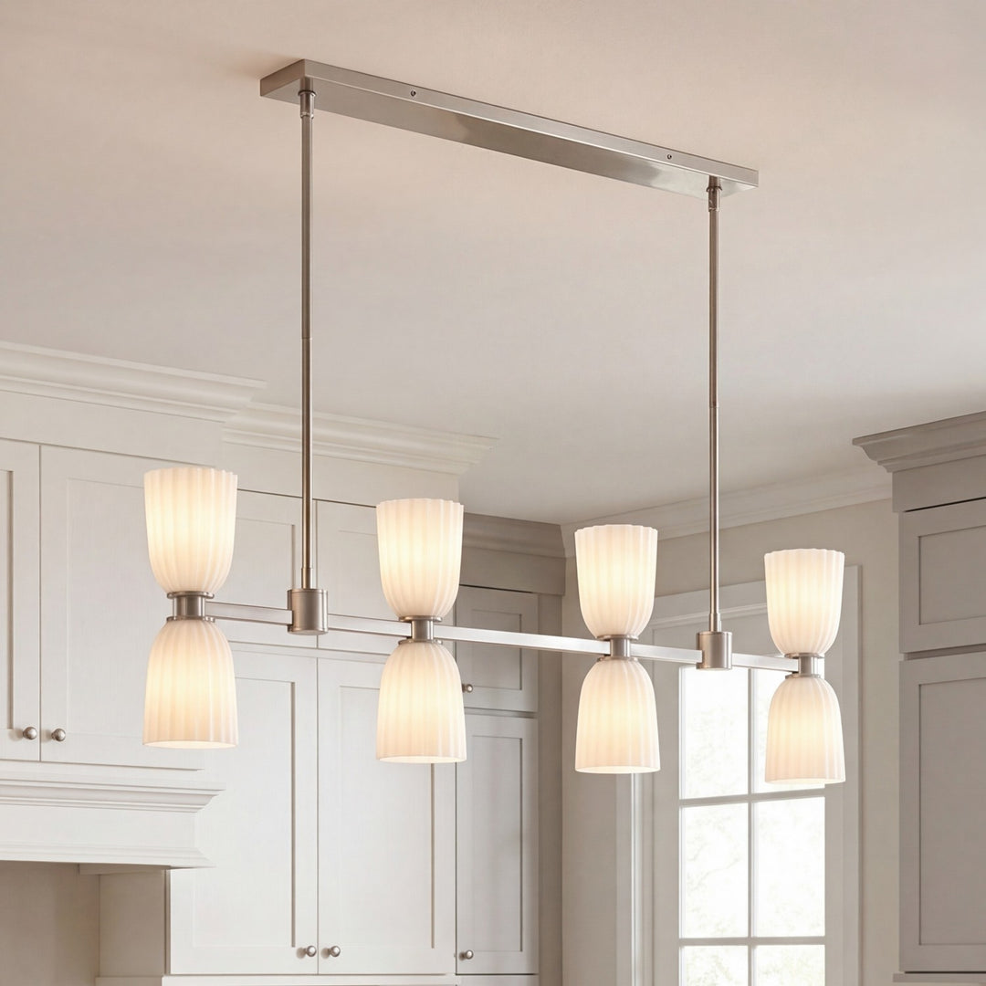 Savoy House - 1-1249-8-SN - Eight Light Linear Chandelier - Baldwin - Satin Nickel