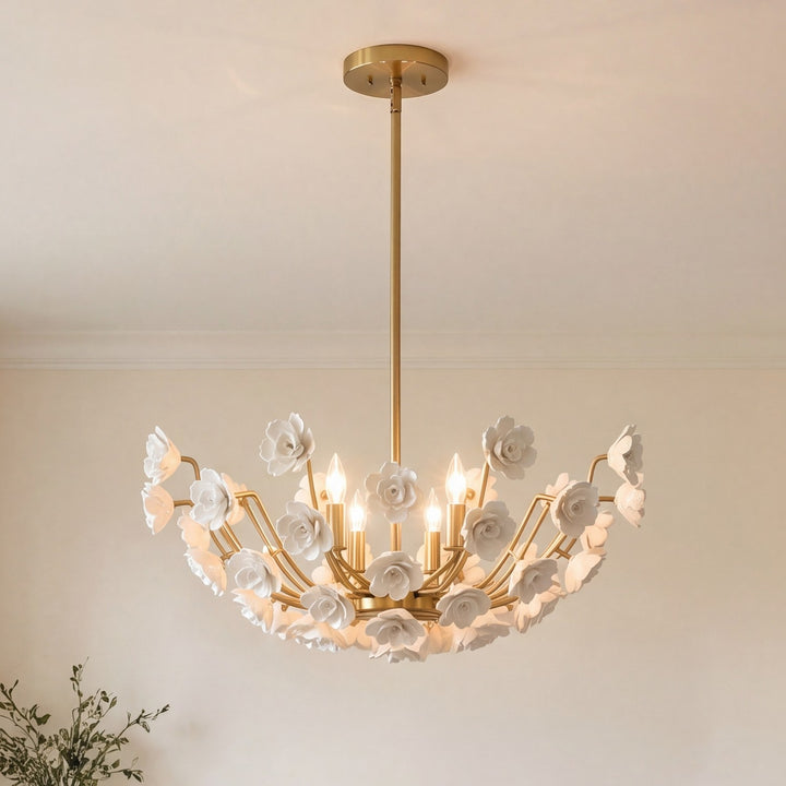 Savoy House - 1-2500-4-127 - Four Light Chandelier - Flores - Noble Brass