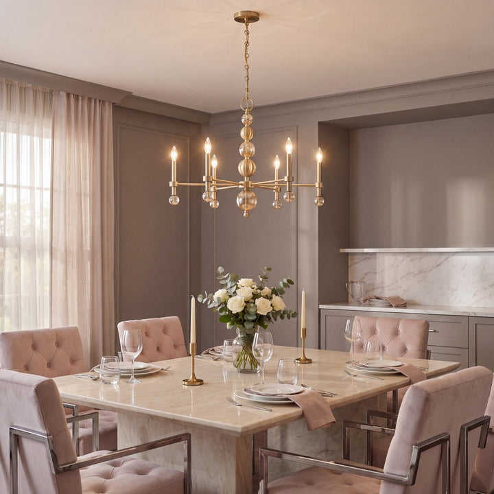 Savoy House - 1-2511-6-127 - Six Light Chandelier - Crescent - Noble Brass