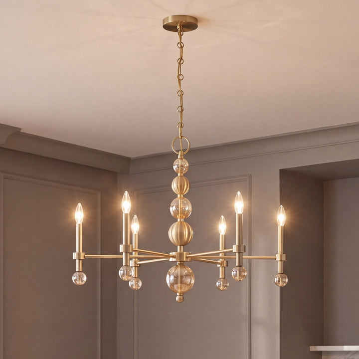 Savoy House - 1-2511-6-127 - Six Light Chandelier - Crescent - Noble Brass