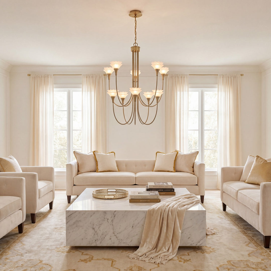 Savoy House - 1-5083-10-127 - Ten Light Chandelier - Florena - Noble Brass