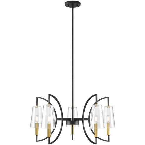 Savoy House - 1-7169-5-143 - Five Light Chandelier - Hanley - Matte Black and Warm Brass