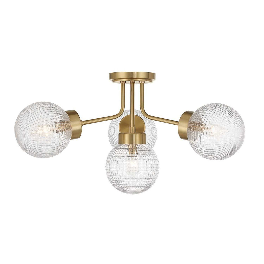 Savoy House - 6-3364-4-322 - Four Light Semi-Flush Mount - Coral - Warm Brass