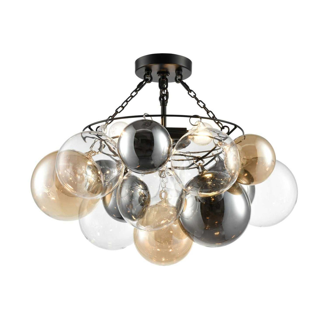 DVI Canada - DVP32813EB-MG - Three Light Semi-Flush Mount - Comet - Ebony w/Multi Colored Glass
