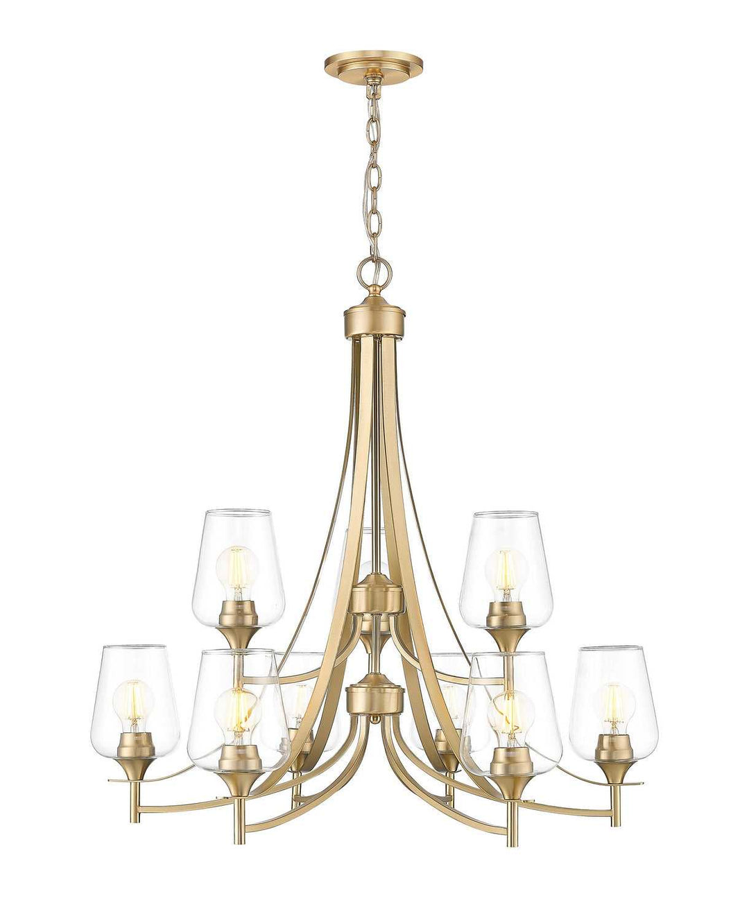 Joliet Nine Light Chandelier in Burnished Brass Z-Lite Canada