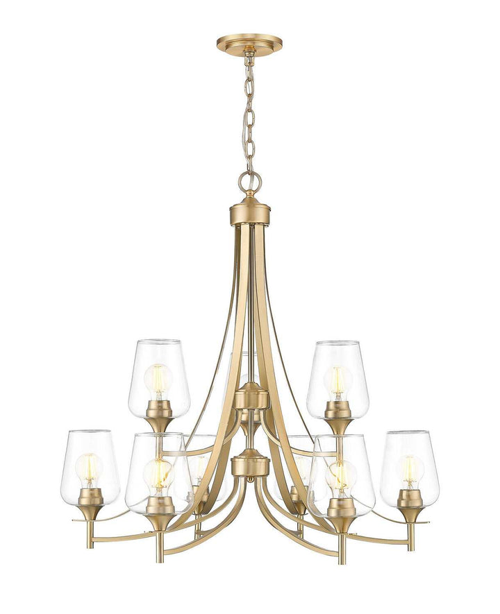 Joliet Nine Light Chandelier in Burnished Brass Z-Lite Canada