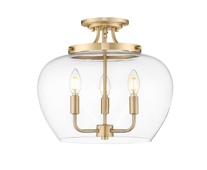 Joliet Three Light Semi Flush Mount in Burnished Brass Z-Lite Canada