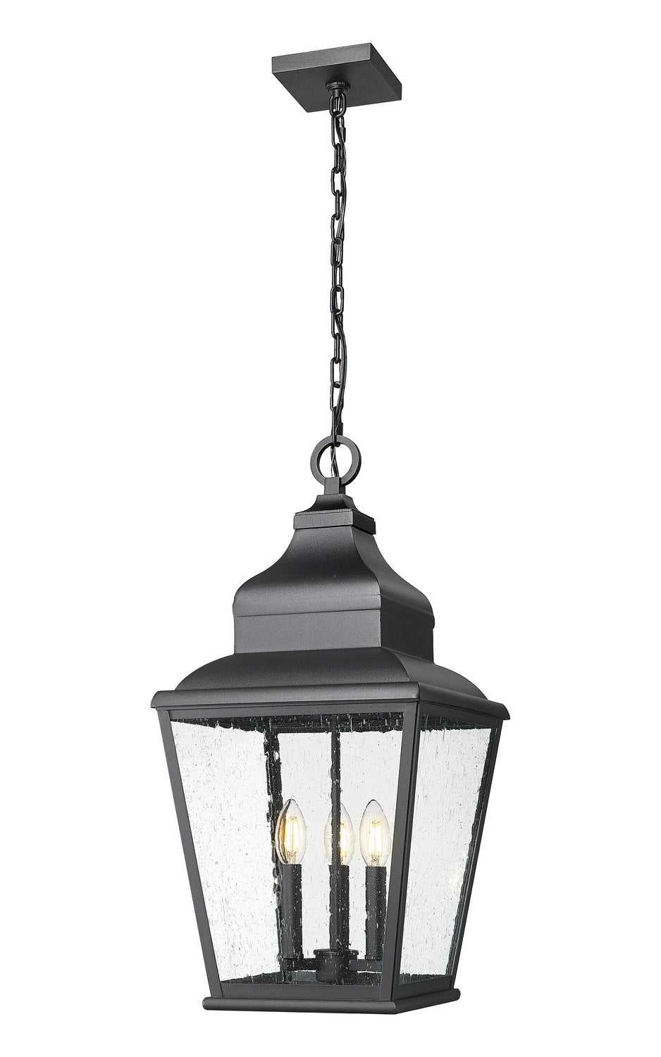 Raphael Three Light Outdoor Chain Mount Ceiling Fixture in Sand Black Z-Lite Canada