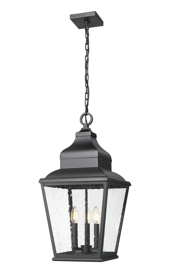 Raphael Three Light Outdoor Chain Mount Ceiling Fixture in Sand Black Z-Lite Canada