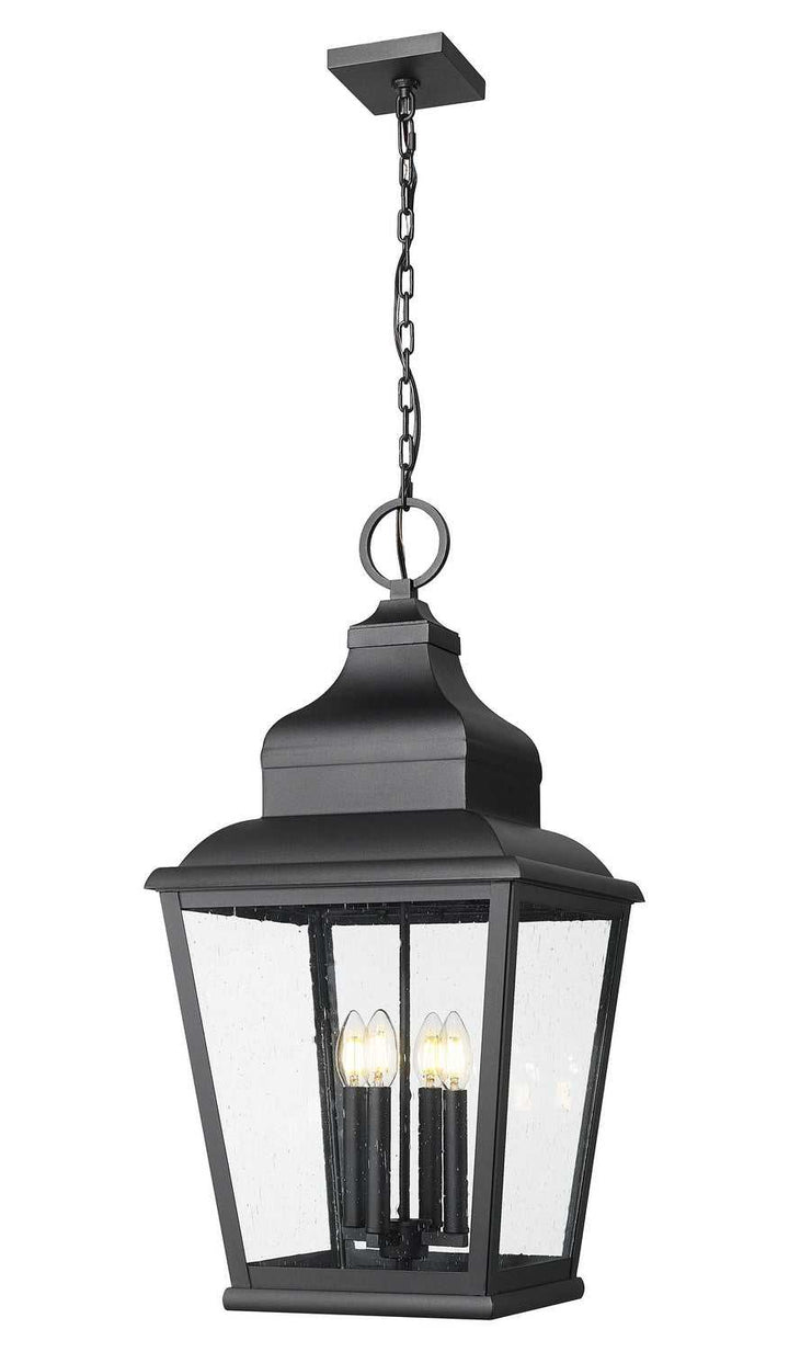 Raphael Four Light Outdoor Chain Mount Ceiling Fixture in Sand Black Z-Lite Canada
