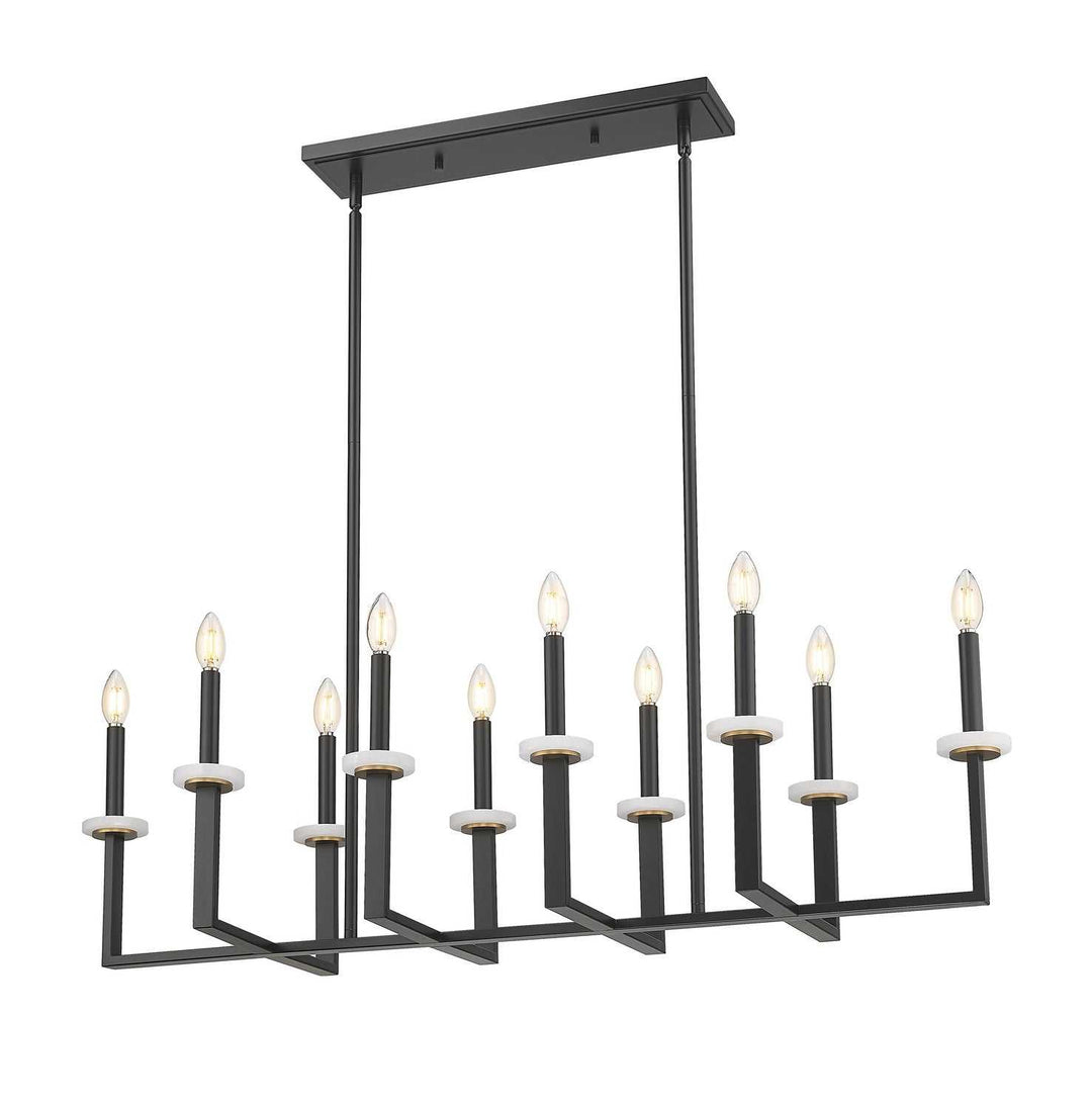 Gaultier Ten Light Linear Chandelier in Matte Black+Modern Gold Z-Lite Canada