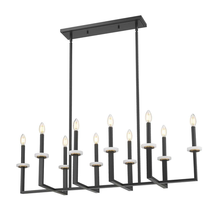 Gaultier Ten Light Linear Chandelier in Matte Black+Modern Gold Z-Lite Canada