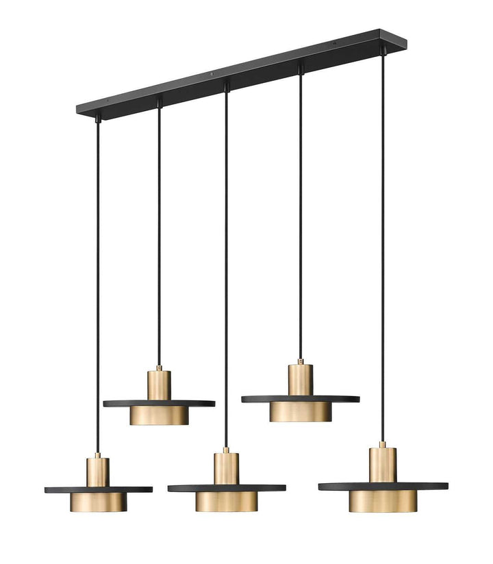 Ludo LED Linear Chandelier in Matte Black + Modern Gold Z-Lite Canada