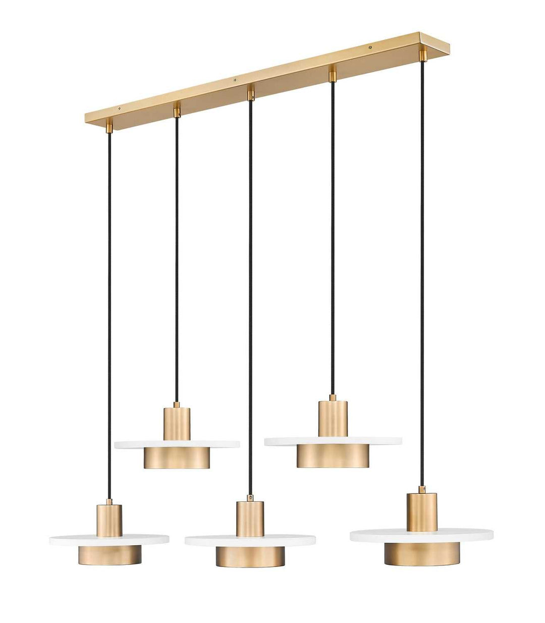 Ludo LED Linear Chandelier in Matte White + Modern Gold Z-Lite Canada