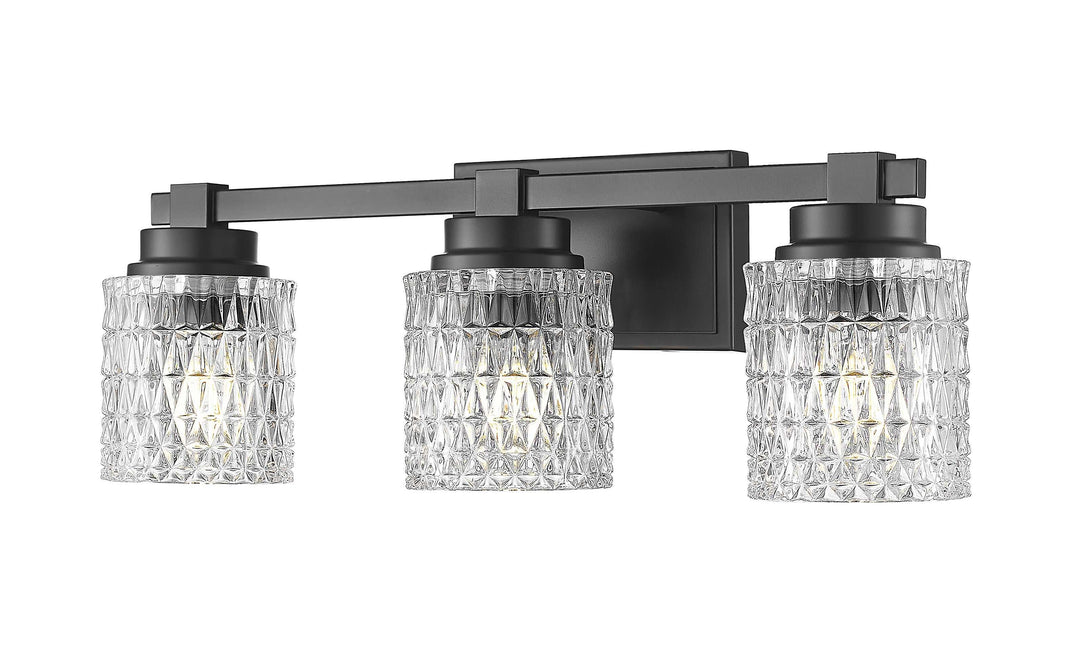 Jacqueline Three Light Vanity in Matte Black Z-Lite Canada