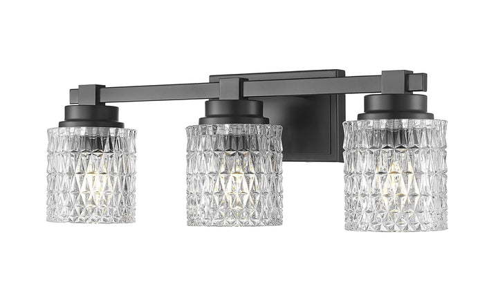 Jacqueline Three Light Vanity in Matte Black Z-Lite Canada