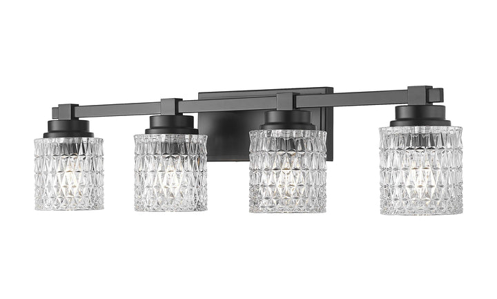 Jacqueline Four Light Vanity in Matte Black Z-Lite Canada