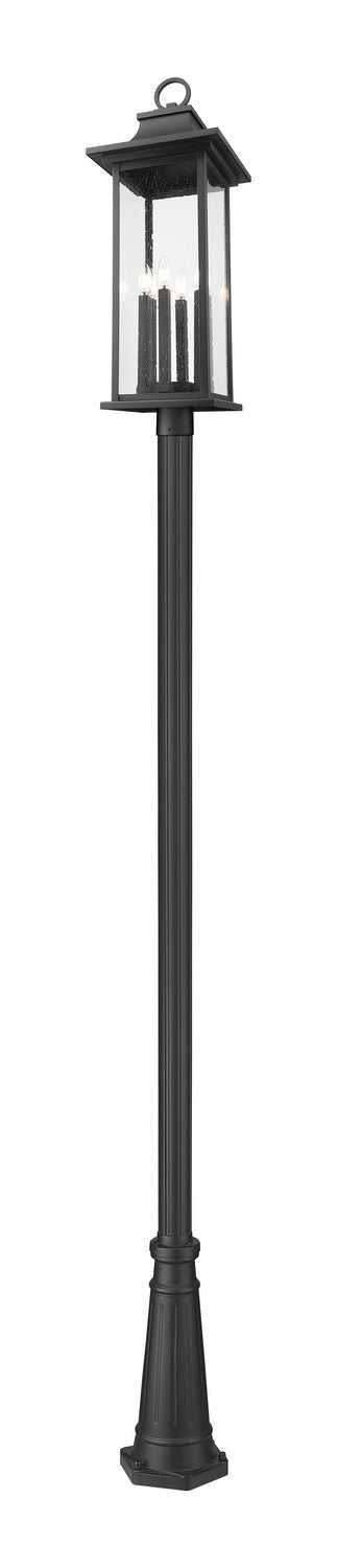Tiberius Six Light Outdoor Post Mount in Black Z-Lite Canada