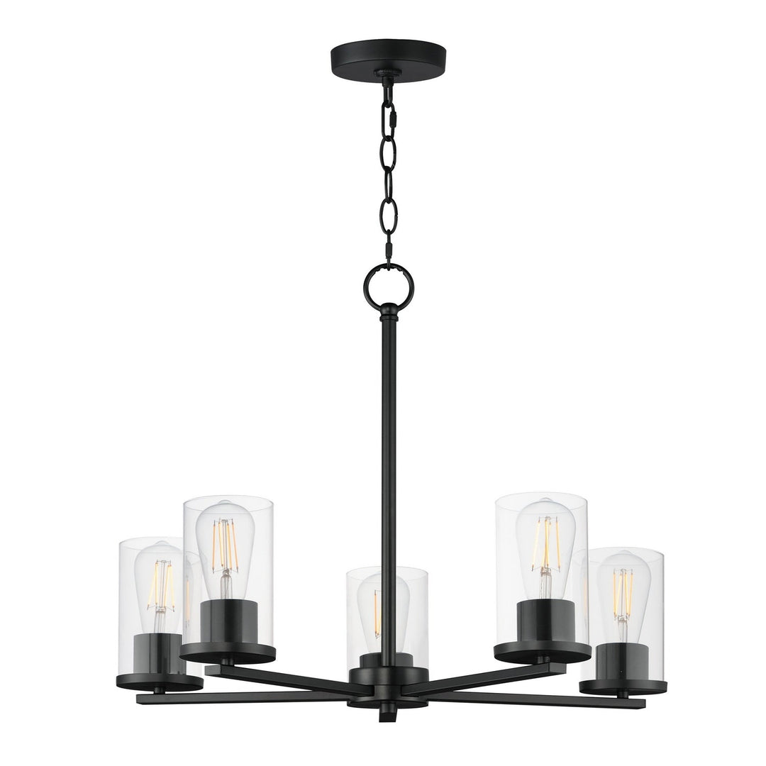 Lateral Five Light Chandelier in Black Maxim