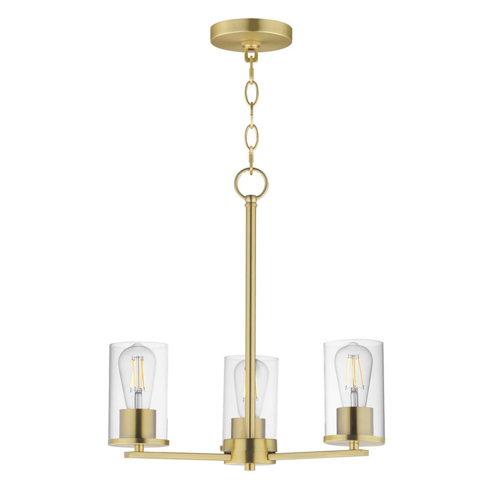 Lateral Three Light Chandelier in Satin Brass Maxim