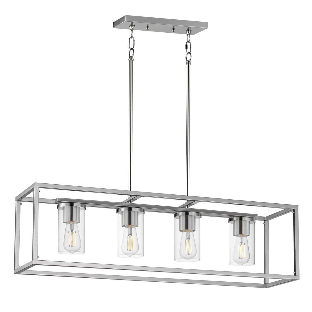 Lateral Four Light Linear Pendant in Satin Nickel Maxim