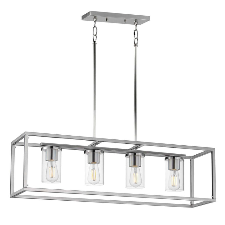 Lateral Four Light Linear Pendant in Satin Nickel Maxim