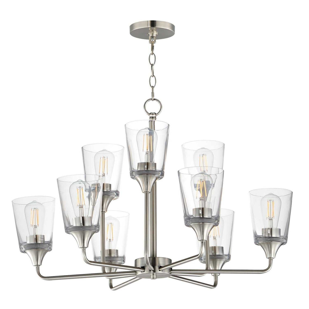 Hudson Nine Light Chandelier in Satin Nickel Maxim