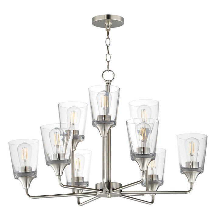 Hudson Nine Light Chandelier in Satin Nickel Maxim