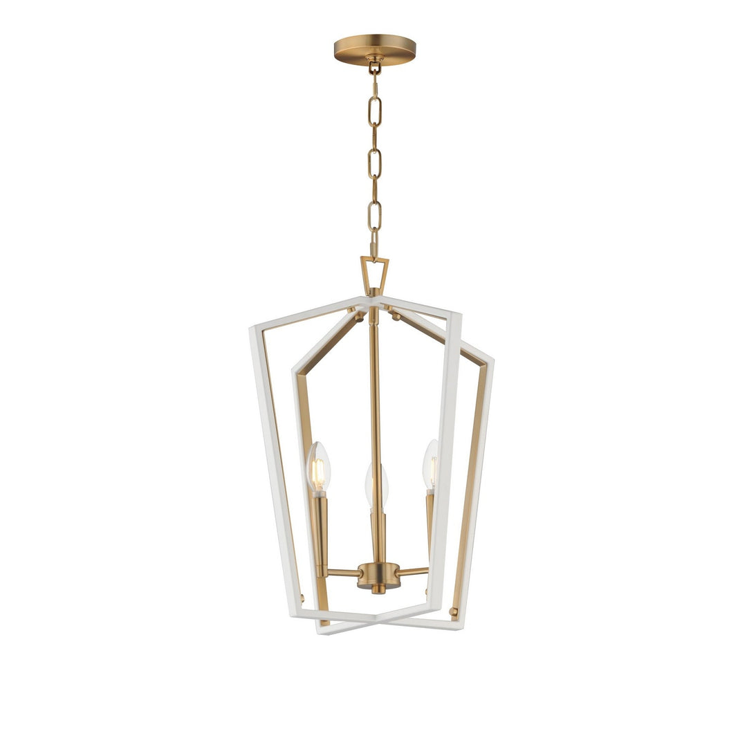 Maxim - 28613WTNAB - Three Light Pendant - Melrose - White/Natural Aged Brass