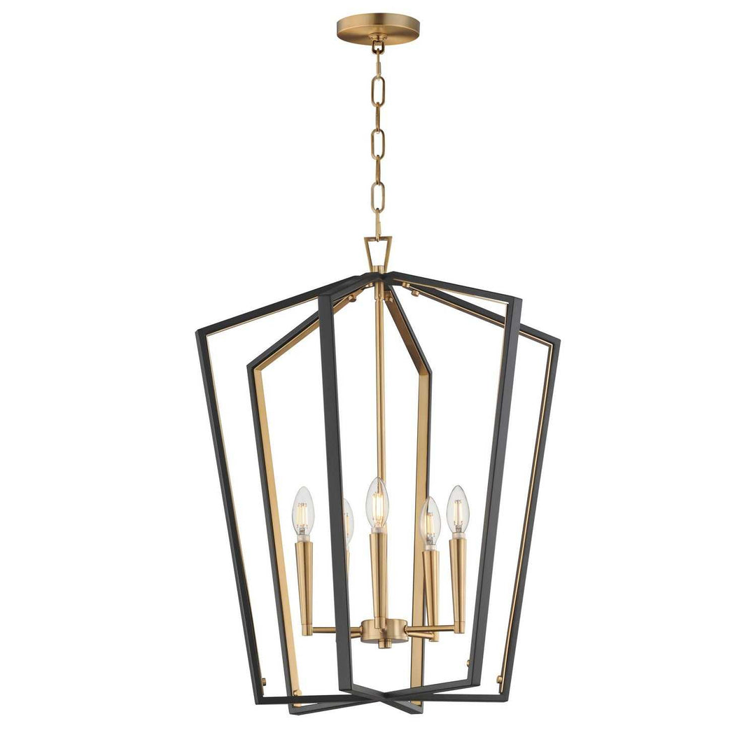 Maxim - 28615BKNAB - Five Light Pendant - Melrose - Black / Natural Aged Brass