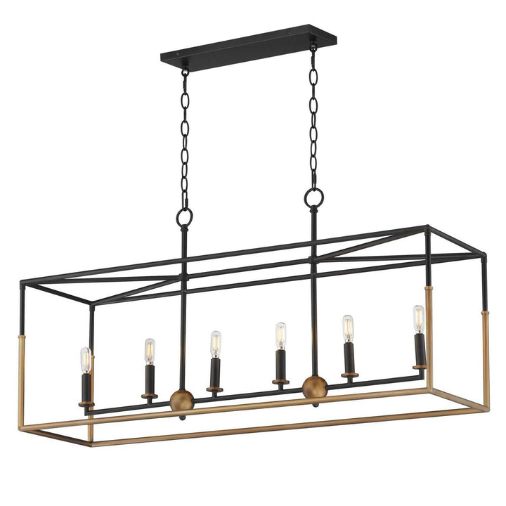 Maxim - 28626BKWBR - Six Light Linear Pendant - SoHo - Black/Weathered Brass