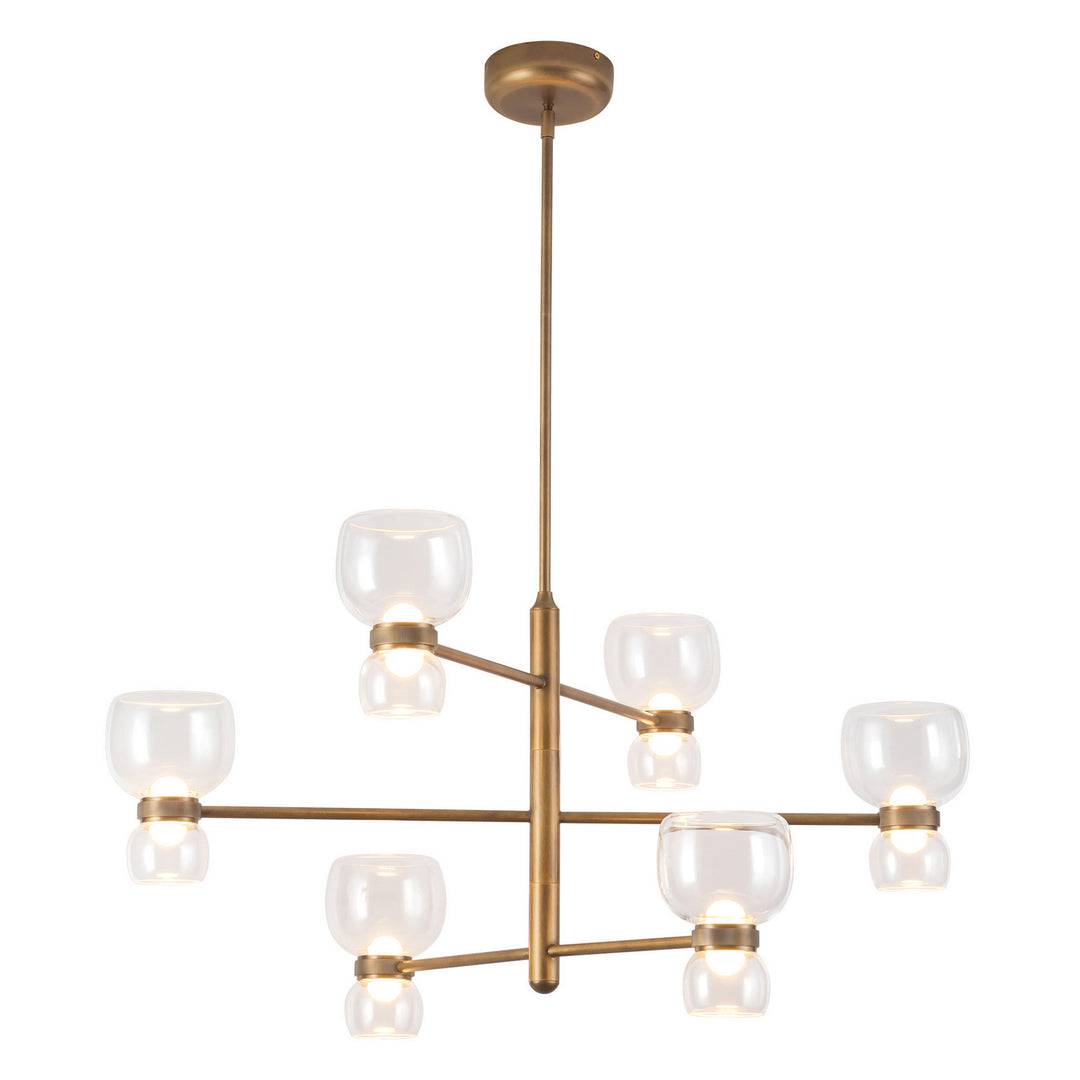 Alora Canada - CH310336VBCL - LED Chandelier - Sutton - Vintage Brass/Clear Glass