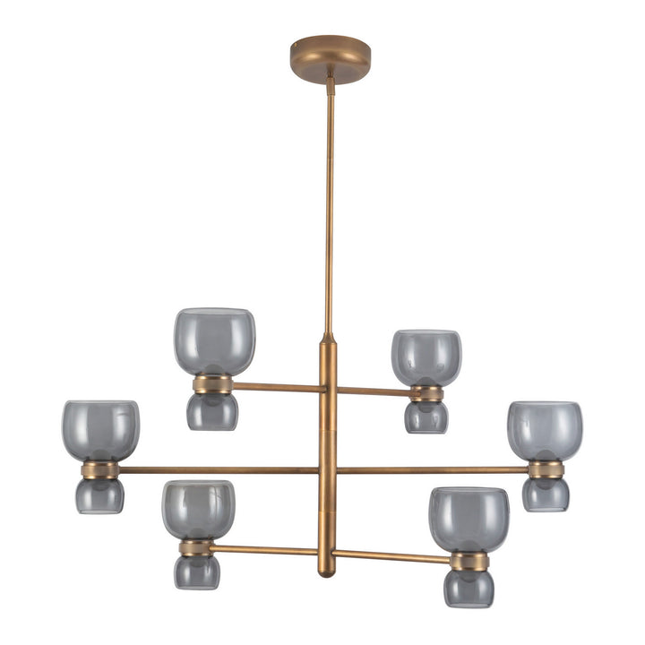 Alora Canada - CH310336VBSM - LED Chandelier - Sutton - Vintage Brass/Smoked Glass