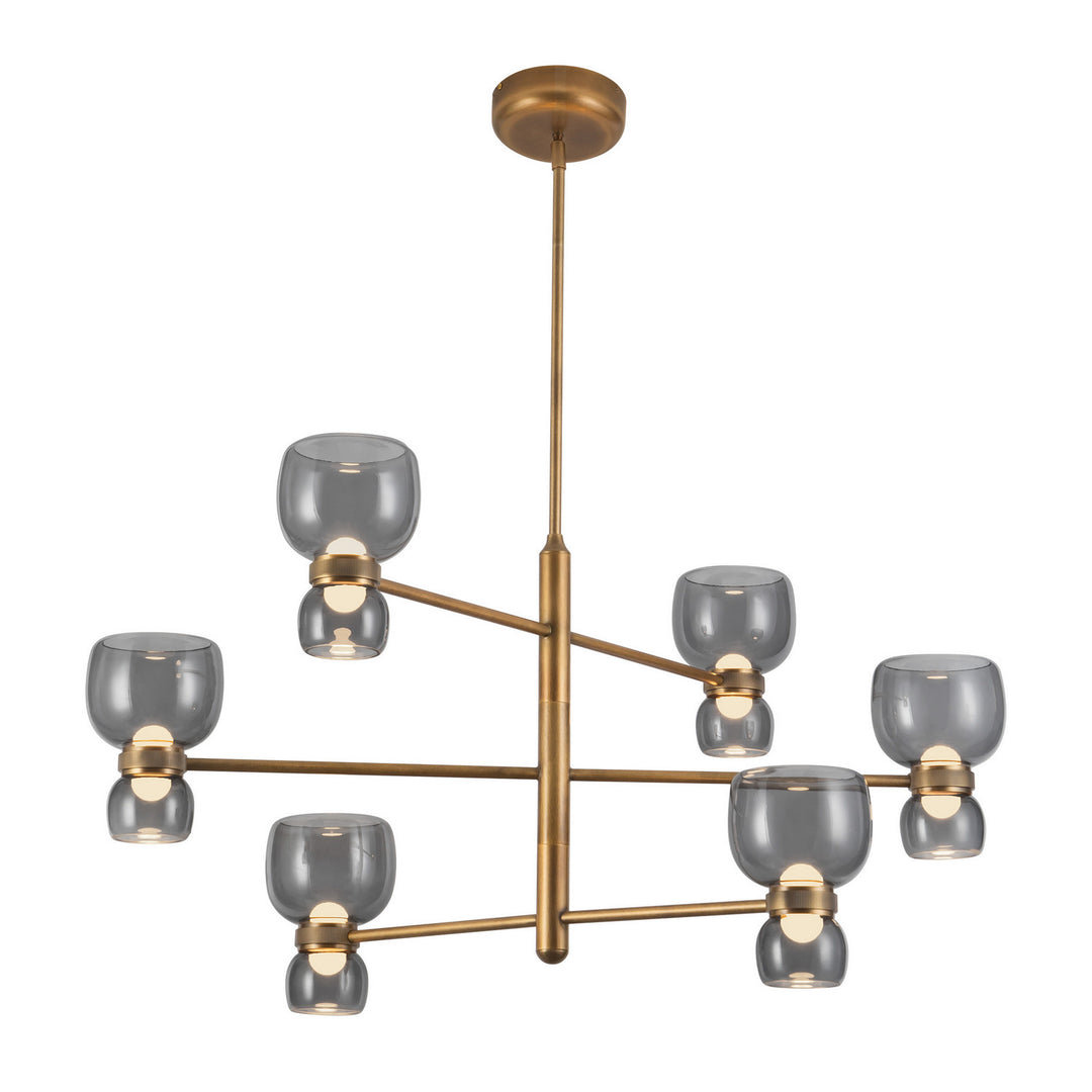 Alora Canada - CH310336VBSM - LED Chandelier - Sutton - Vintage Brass/Smoked Glass