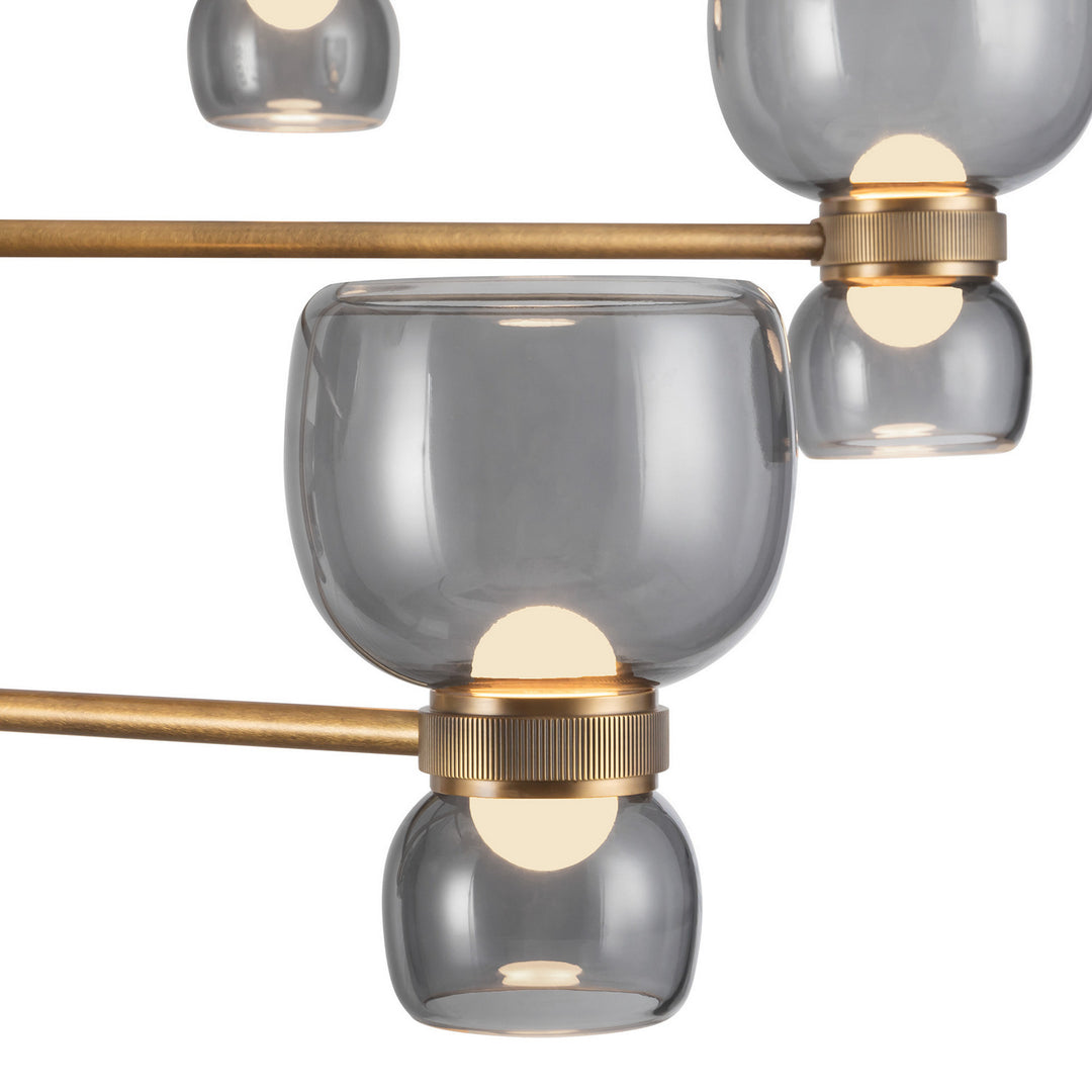 Alora Canada - CH310336VBSM - LED Chandelier - Sutton - Vintage Brass/Smoked Glass