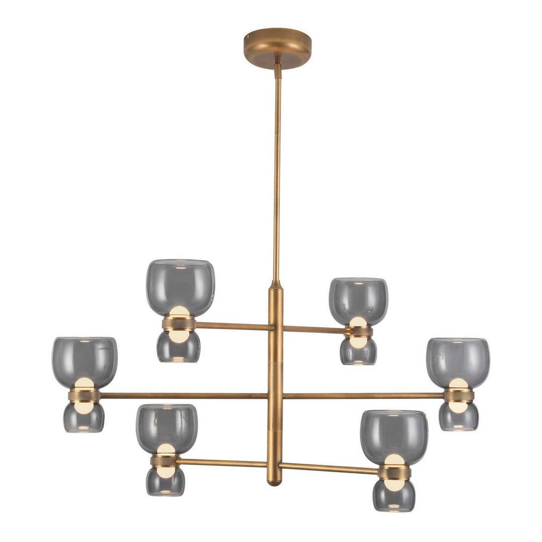 Alora Canada - CH310336VBSM - LED Chandelier - Sutton - Vintage Brass/Smoked Glass