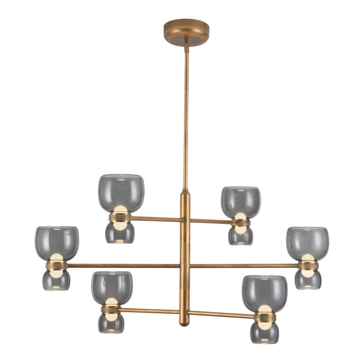 Alora Canada - CH310336VBSM - LED Chandelier - Sutton - Vintage Brass/Smoked Glass