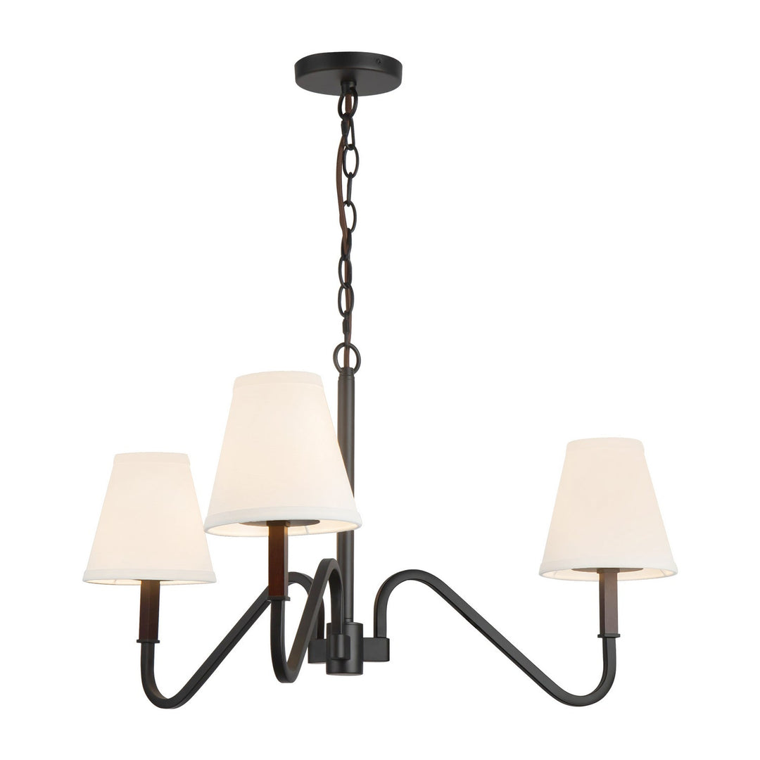 Alora Canada - CH445330MBWL - Three Light Chandelier - Sloan - Matte Black/White Linen